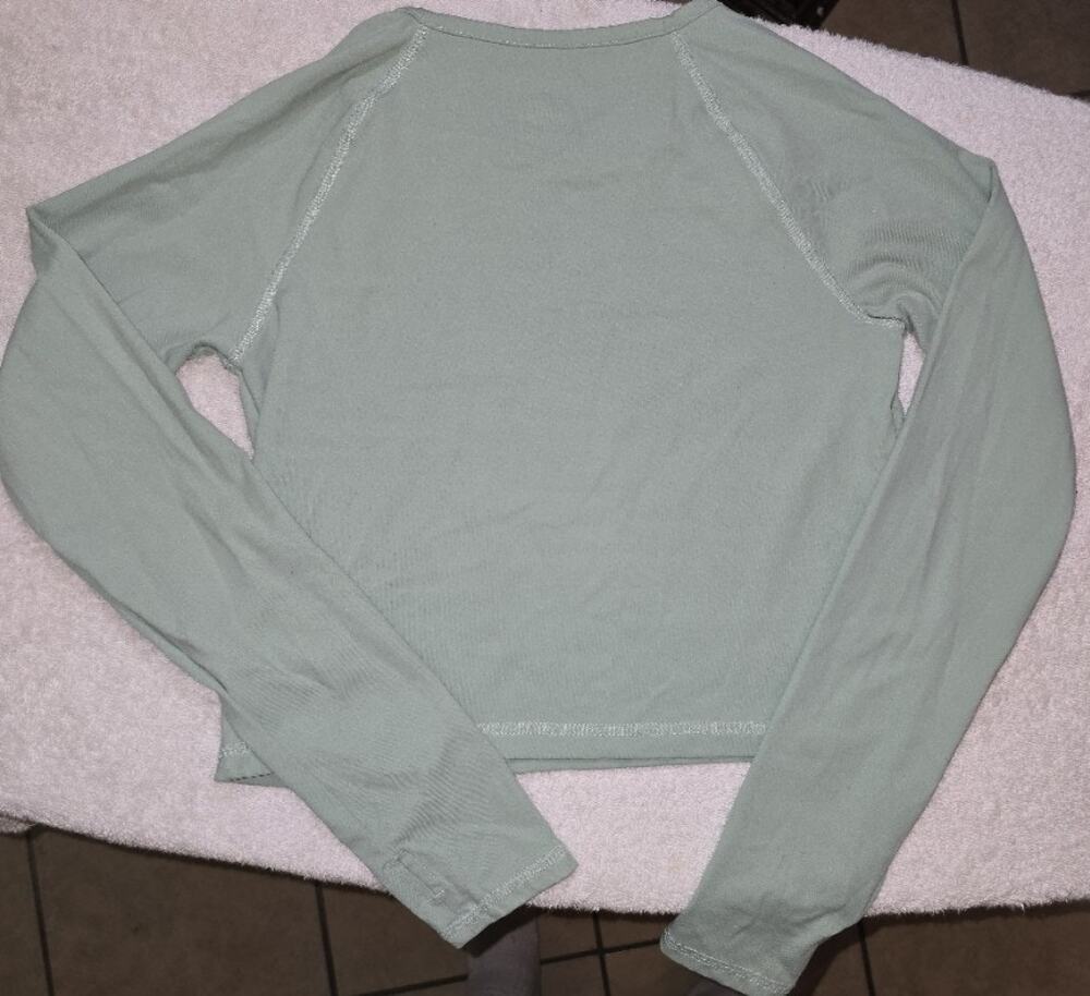 Place Brand Girls Mint Green Cropped Long Sleeve Shirt (8R)